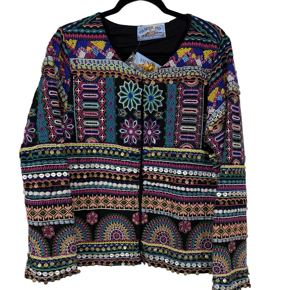 Tienda Ho Multicolor Embroidered Beaded Jacket NWT SKU1326 - Picture 12 of 14